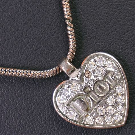 dior heart necklace silver|vintage dior heart necklace.